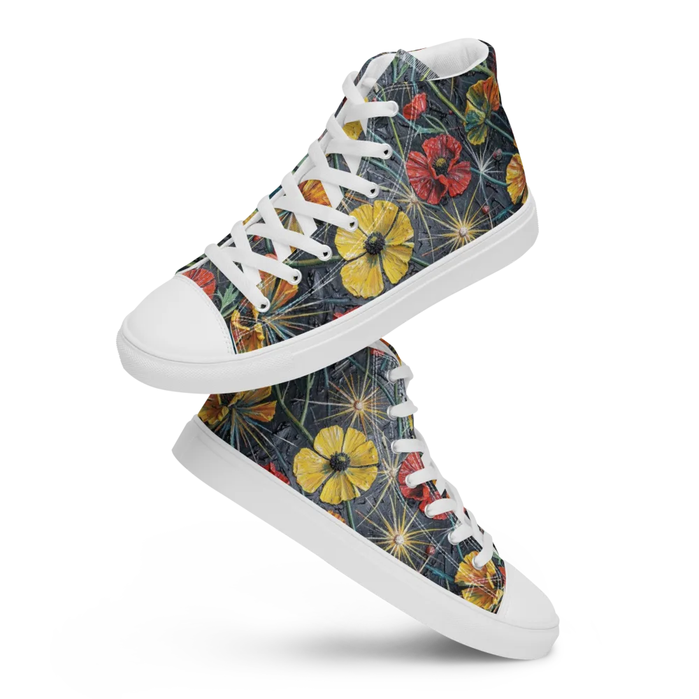 Poppy Nocturne on Women's High Top Canvas Shoes — Front