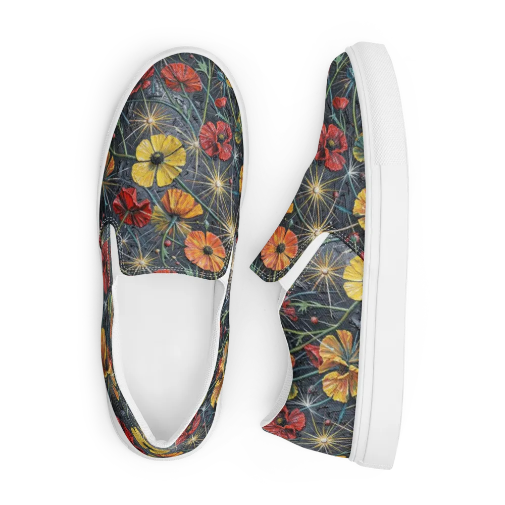 Poppy Nocturne on Men's Slip-On Canvas Shoes — Front