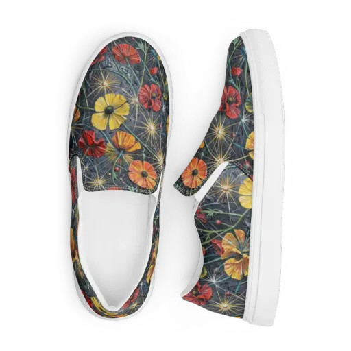 Poppy Nocturne on a Men's Slip-On Canvas Shoes