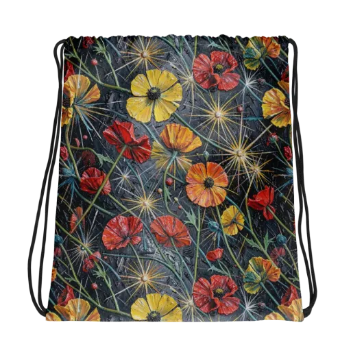 Poppy Nocturne on a Drawstring Bag