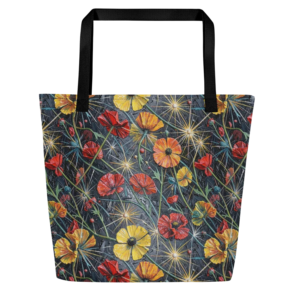 Poppy Nocturne on Large Tote Bag W/ Pocket — Front