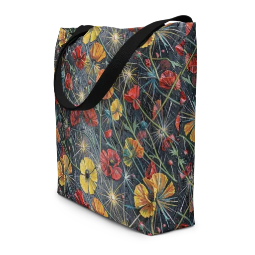 Poppy Nocturne on a Large Tote Bag W/ Pocket