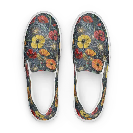 Poppy Nocturne on a Women's Slip-On Canvas Shoes