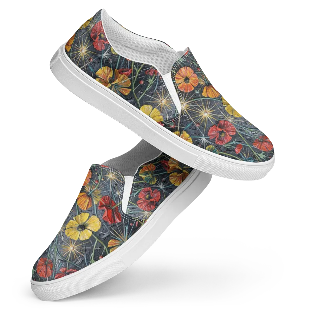 Poppy Nocturne on Women's Slip-On Canvas Shoes — Front