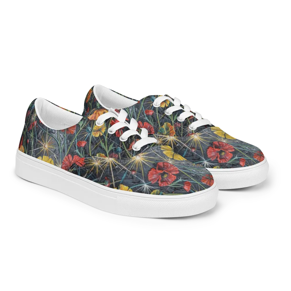 Poppy Nocturne on Men's Lace-Up Canvas Shoes — Right Front