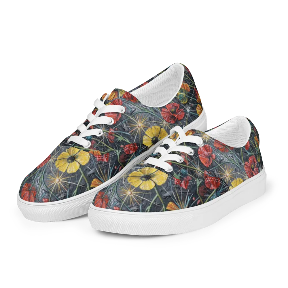 Poppy Nocturne on Men's Lace-Up Canvas Shoes — Left Front