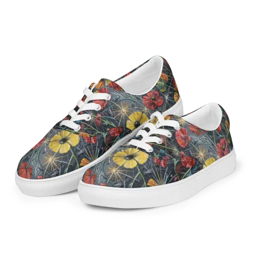 Poppy Nocturne on a Men's Lace-Up Canvas Shoes