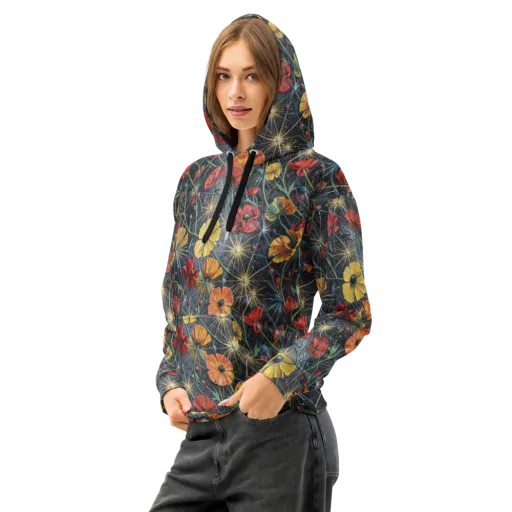 Poppy Nocturne on a Cotton Hoodie