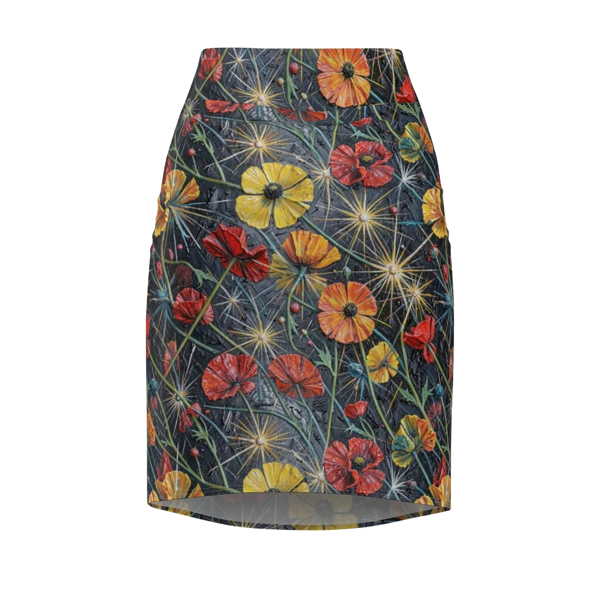 Poppy Nocturne on Pencil Skirt — Front