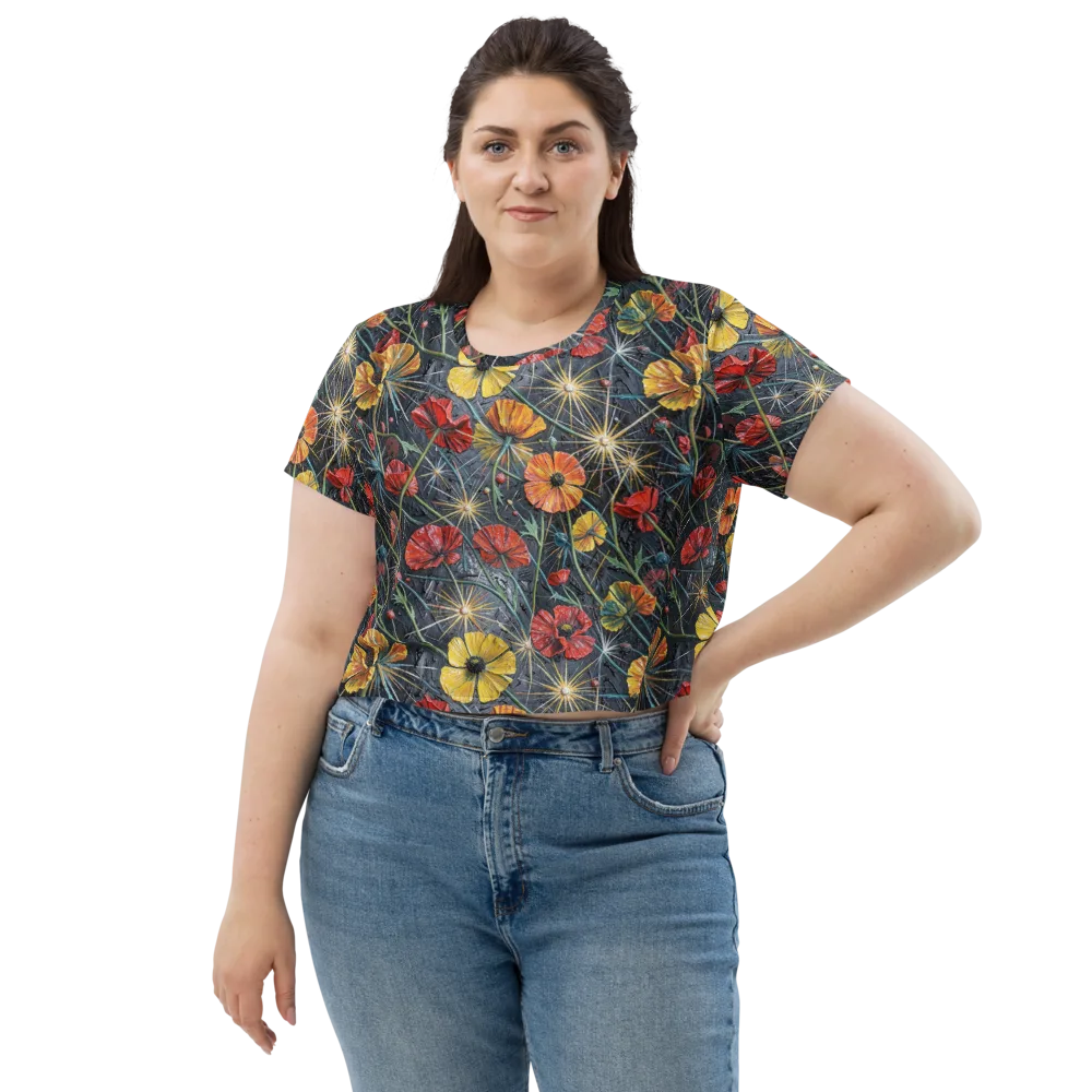 Poppy Nocturne on Crop Tee — Front