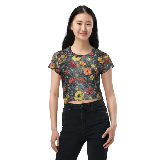 Poppy Nocturne on a Crop Tee