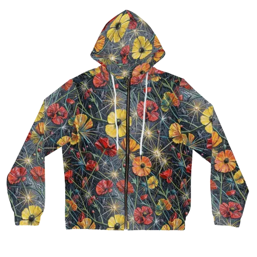 Poppy Nocturne on a Women's Full-Zip Hoodie