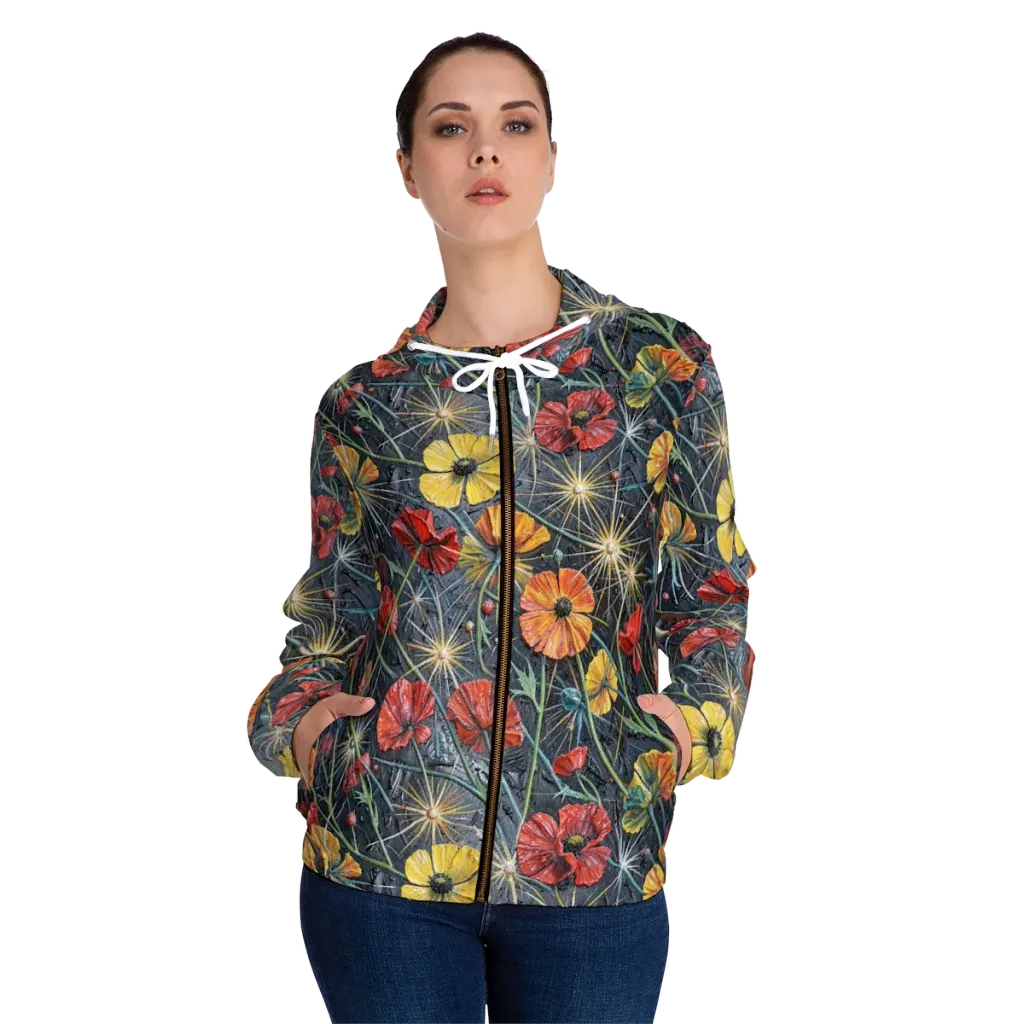 Poppy Nocturne on Women's Full-Zip Hoodie — Front On Person