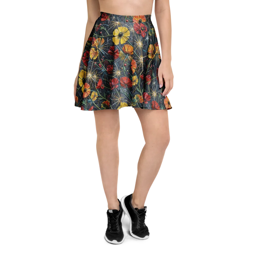 Poppy Nocturne on Skater Skirt — Front