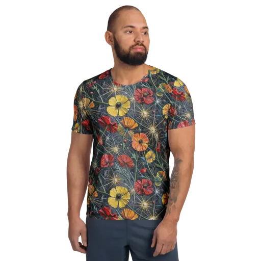 Poppy Nocturne on a Men's Athletic T-Shirt