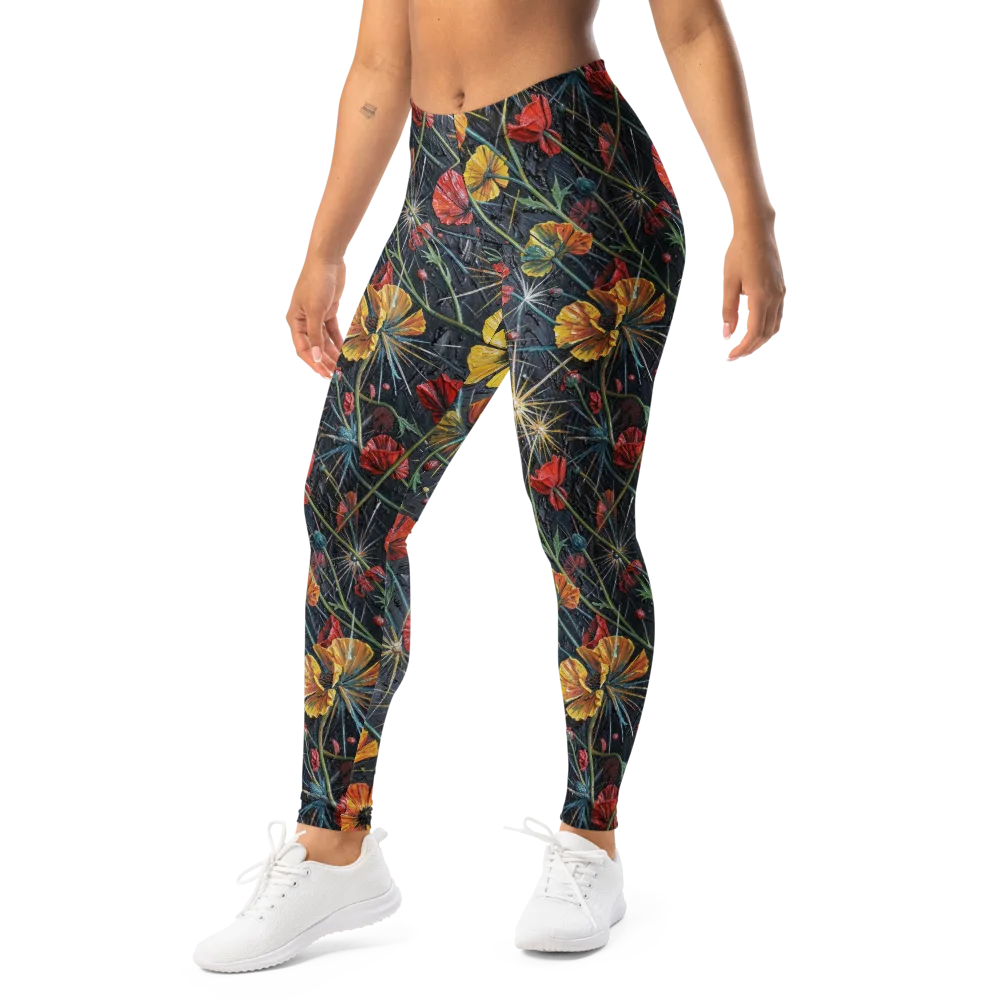 Poppy Nocturne on Leggings — Left Front
