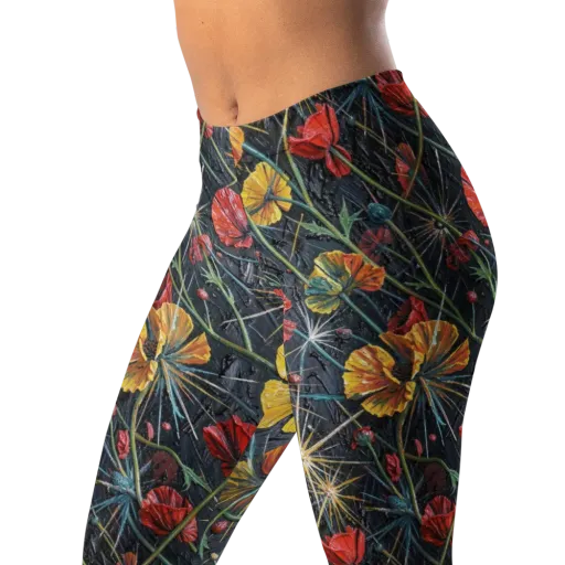 Poppy Nocturne on a Leggings