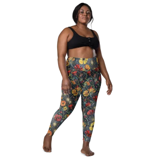 Poppy Nocturne on a Leggings with Pockets