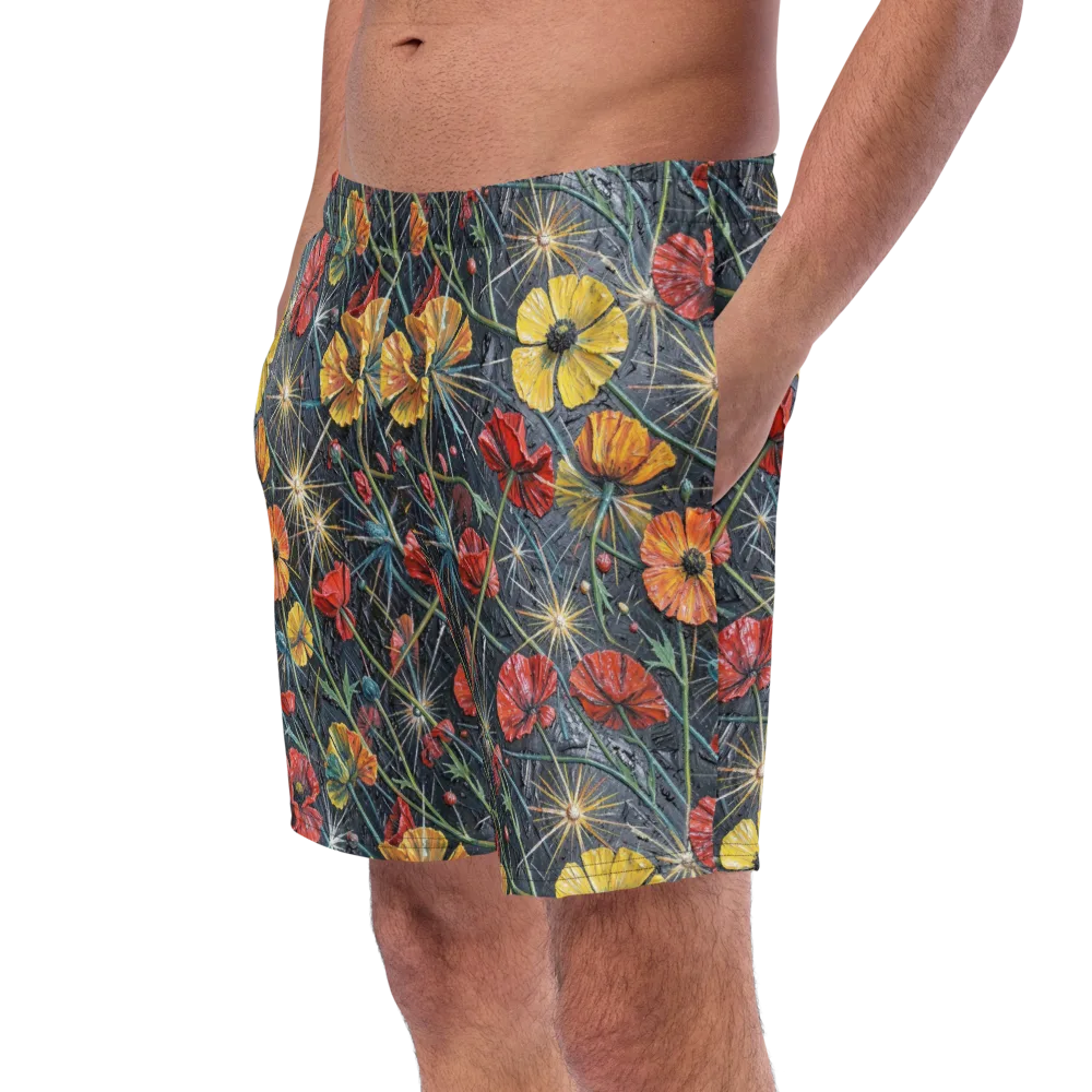 Poppy Nocturne on Swim Trunks — Left Front