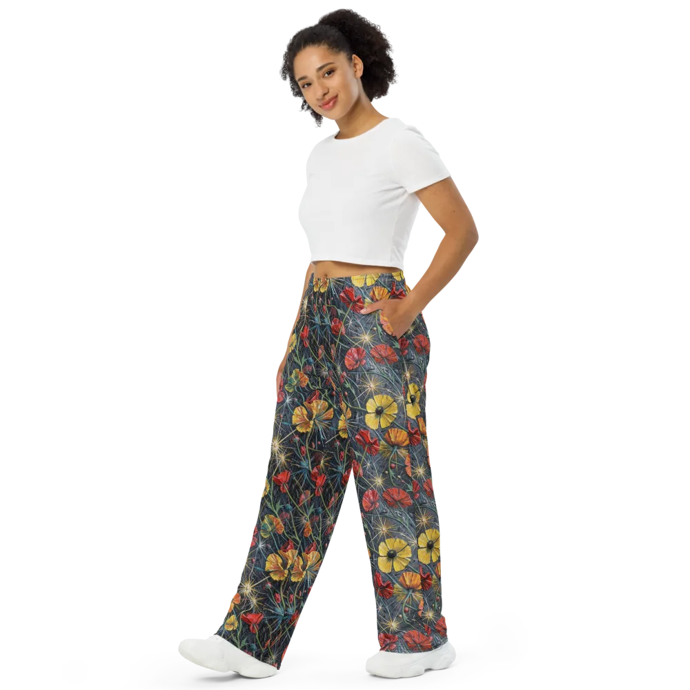 Poppy Nocturne on Wide-Leg Pants — Left Front