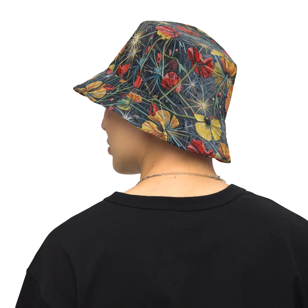 Poppy Nocturne on Reversible Bucket Hat — Back Inside