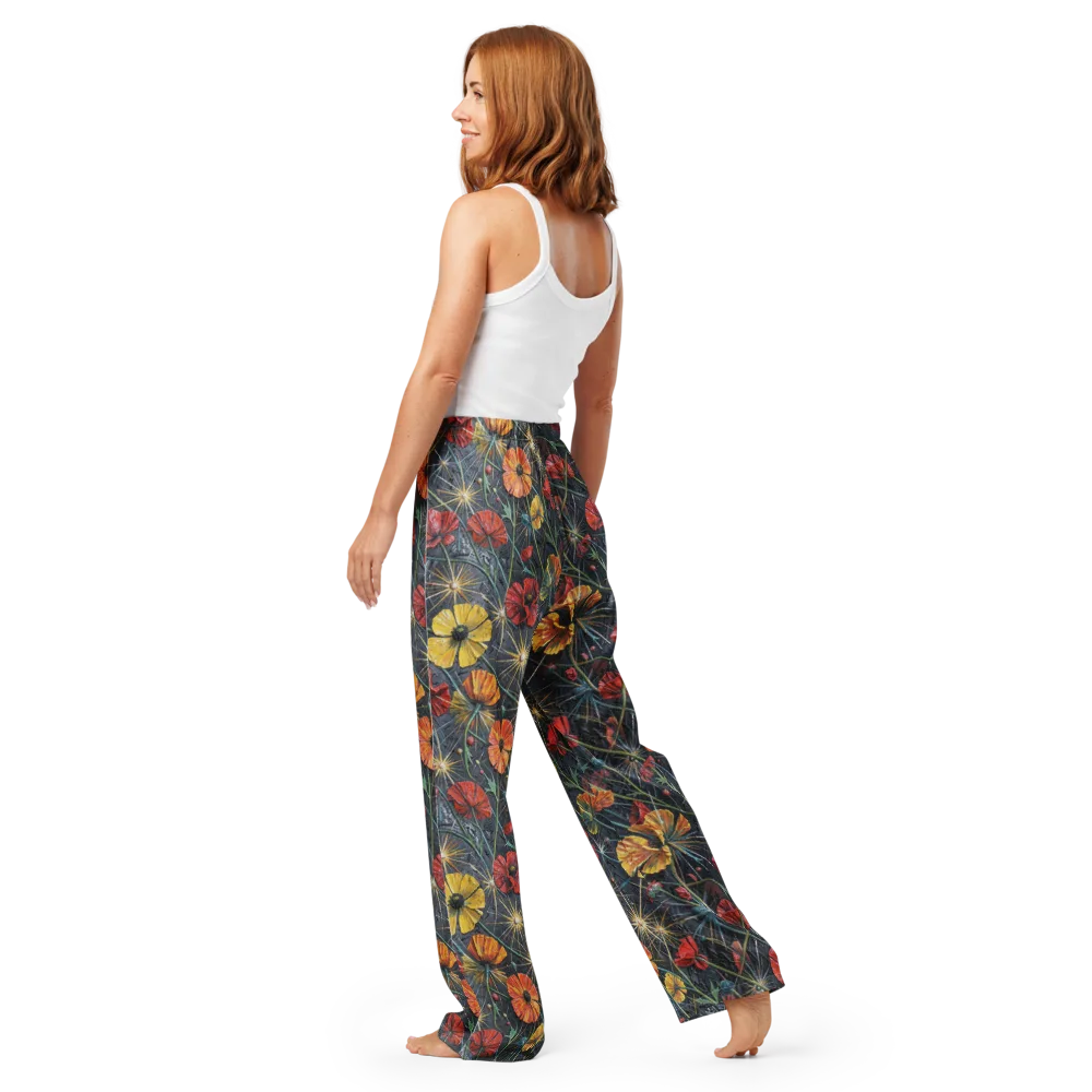 Poppy Nocturne on Women's Pajama Pants — Back