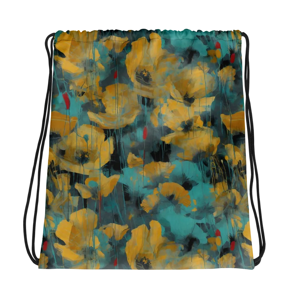 Turquoise Poppy Drift on Drawstring Bag — Photo