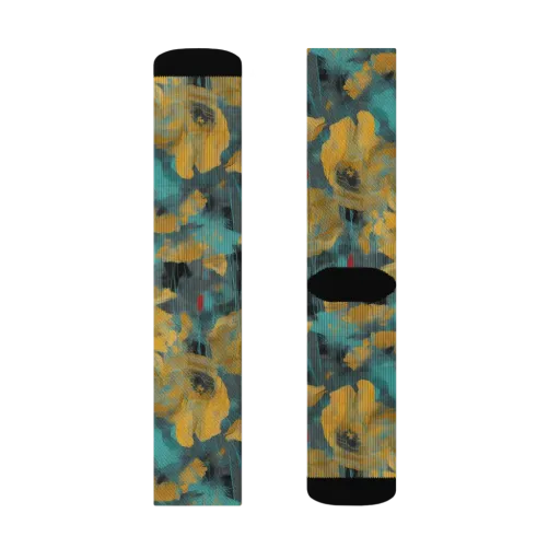 Turquoise Poppy Drift on a Socks