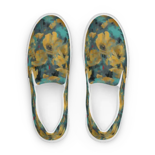 Turquoise Poppy Drift on a Women's Slip-On Canvas Shoes