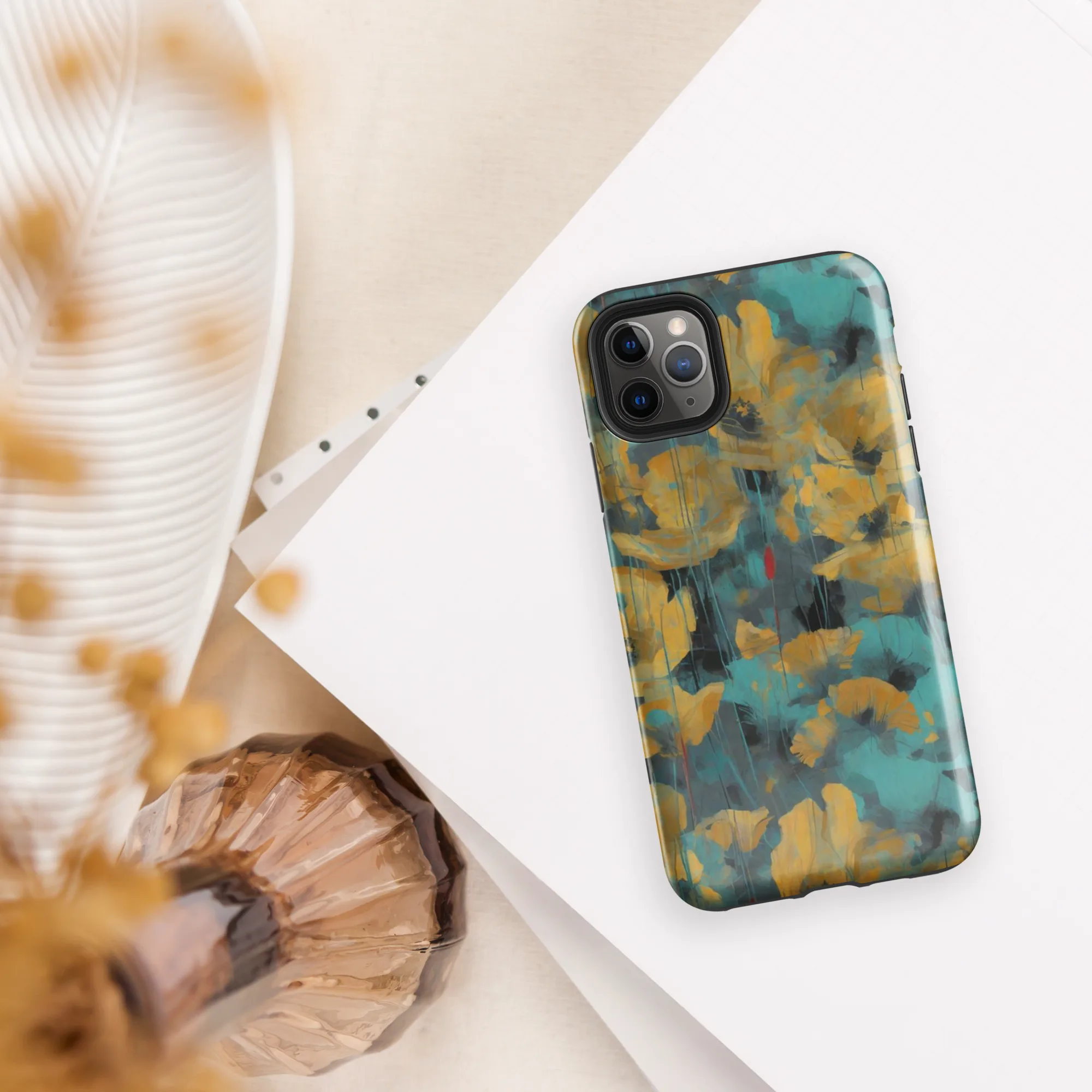 Turquoise Poppy Drift on Tough Case for iPhone® — Front