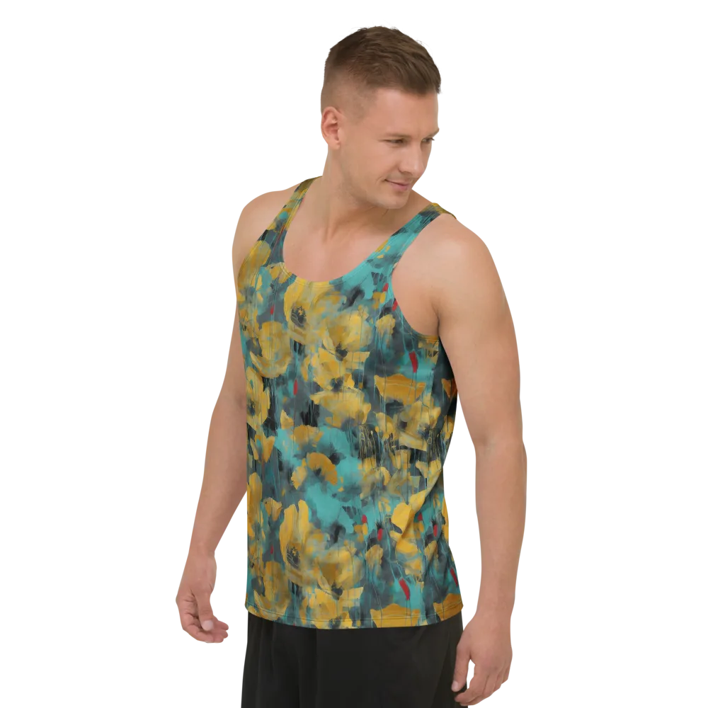 Turquoise Poppy Drift on Men's Tank Top — Left Front