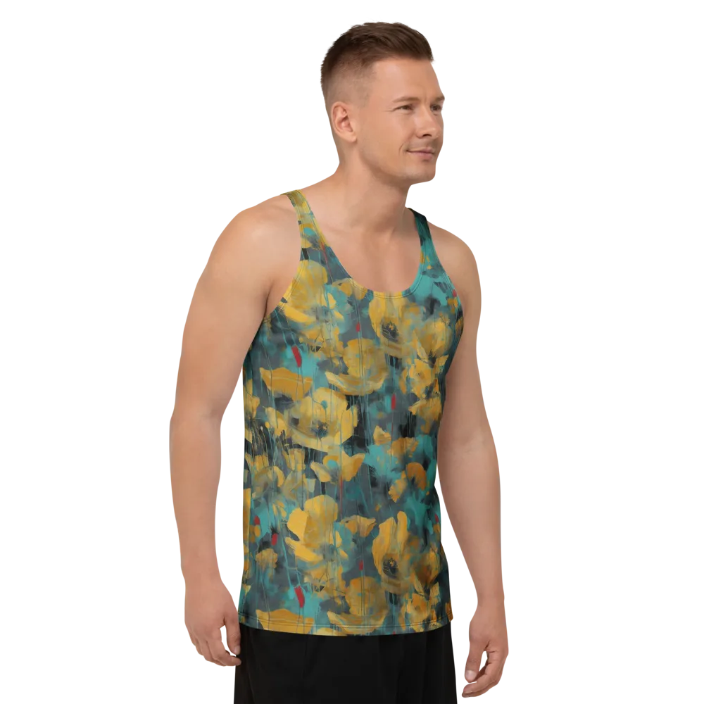 Turquoise Poppy Drift on Men's Tank Top — Right Front