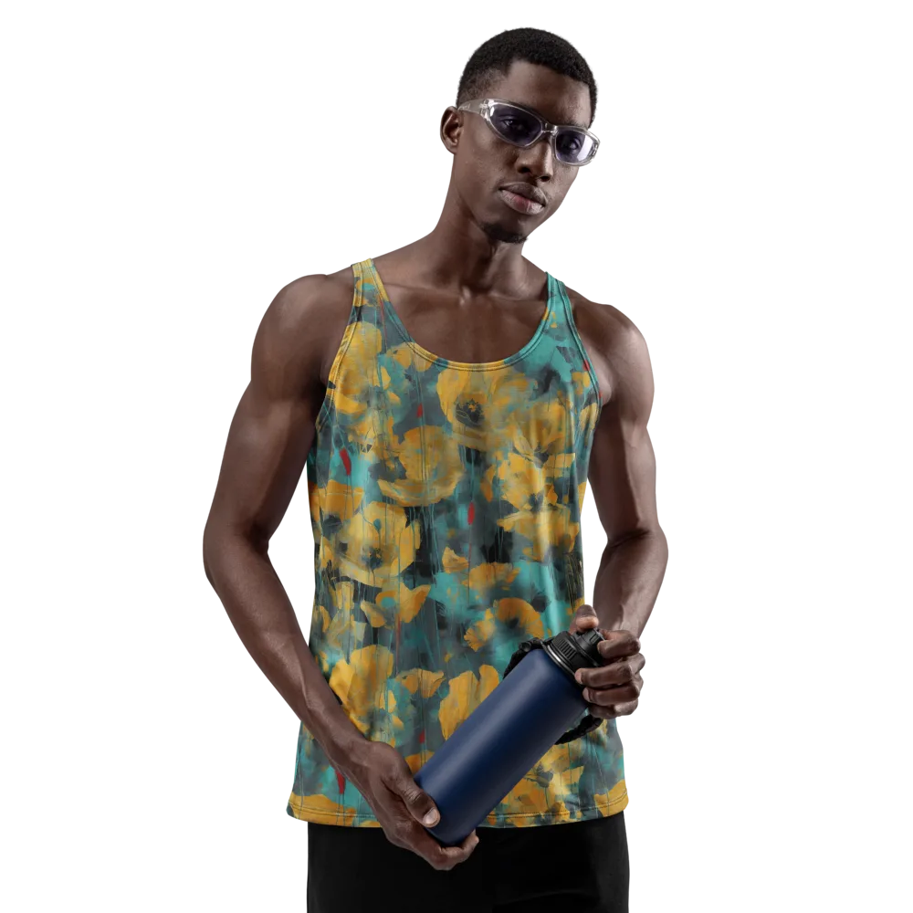 Turquoise Poppy Drift on Men's Tank Top — Front