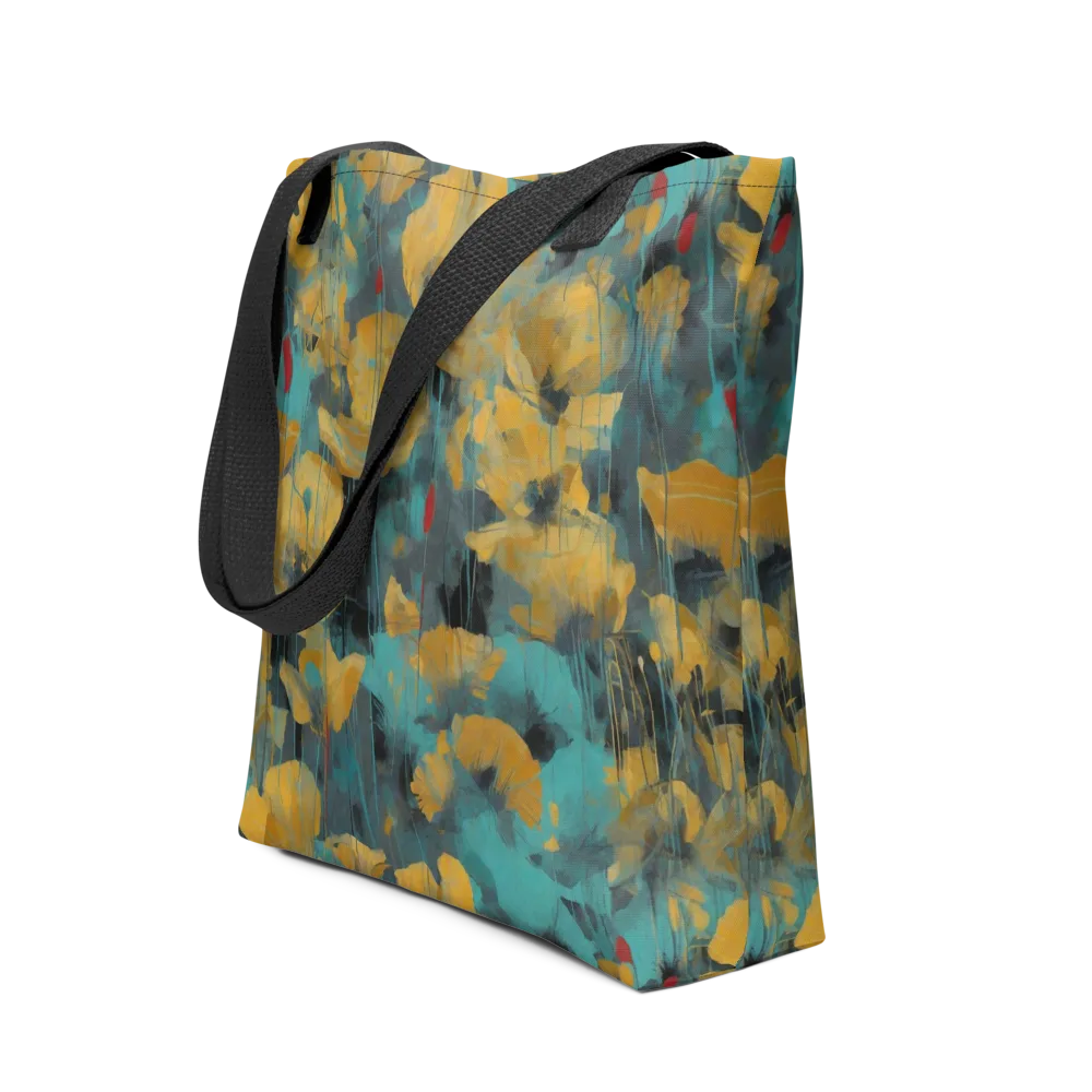 Turquoise Poppy Drift on Tote Bag — Front