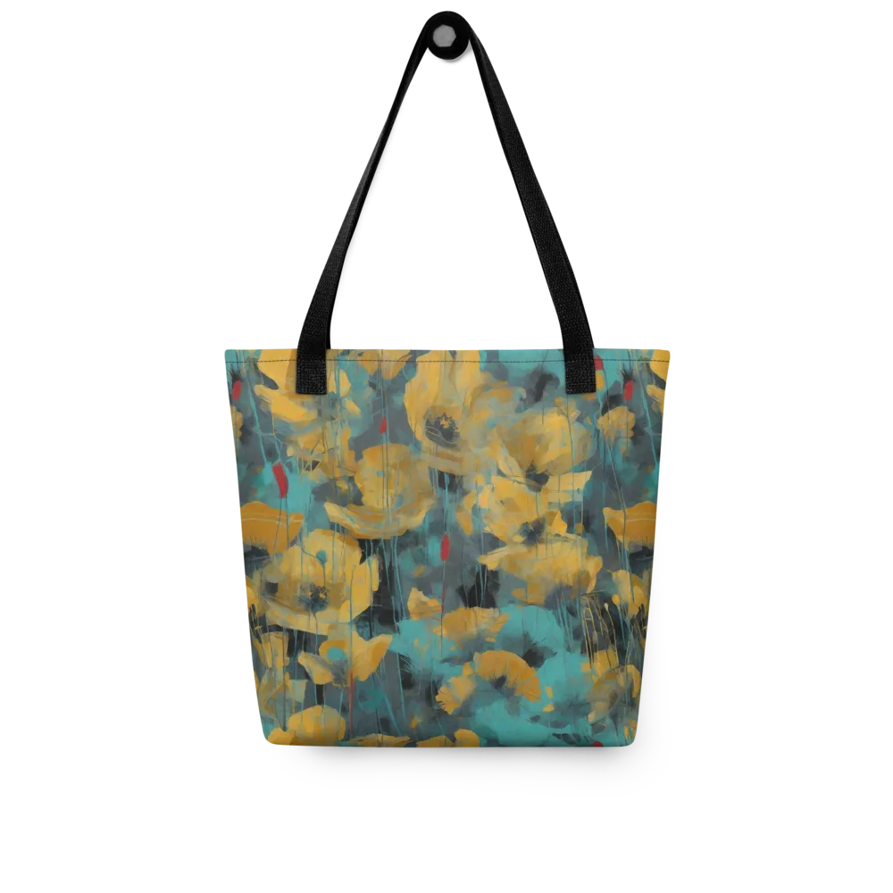 Turquoise Poppy Drift on Tote Bag — Front