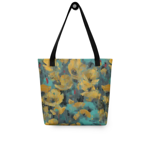 Turquoise Poppy Drift on a Tote Bag