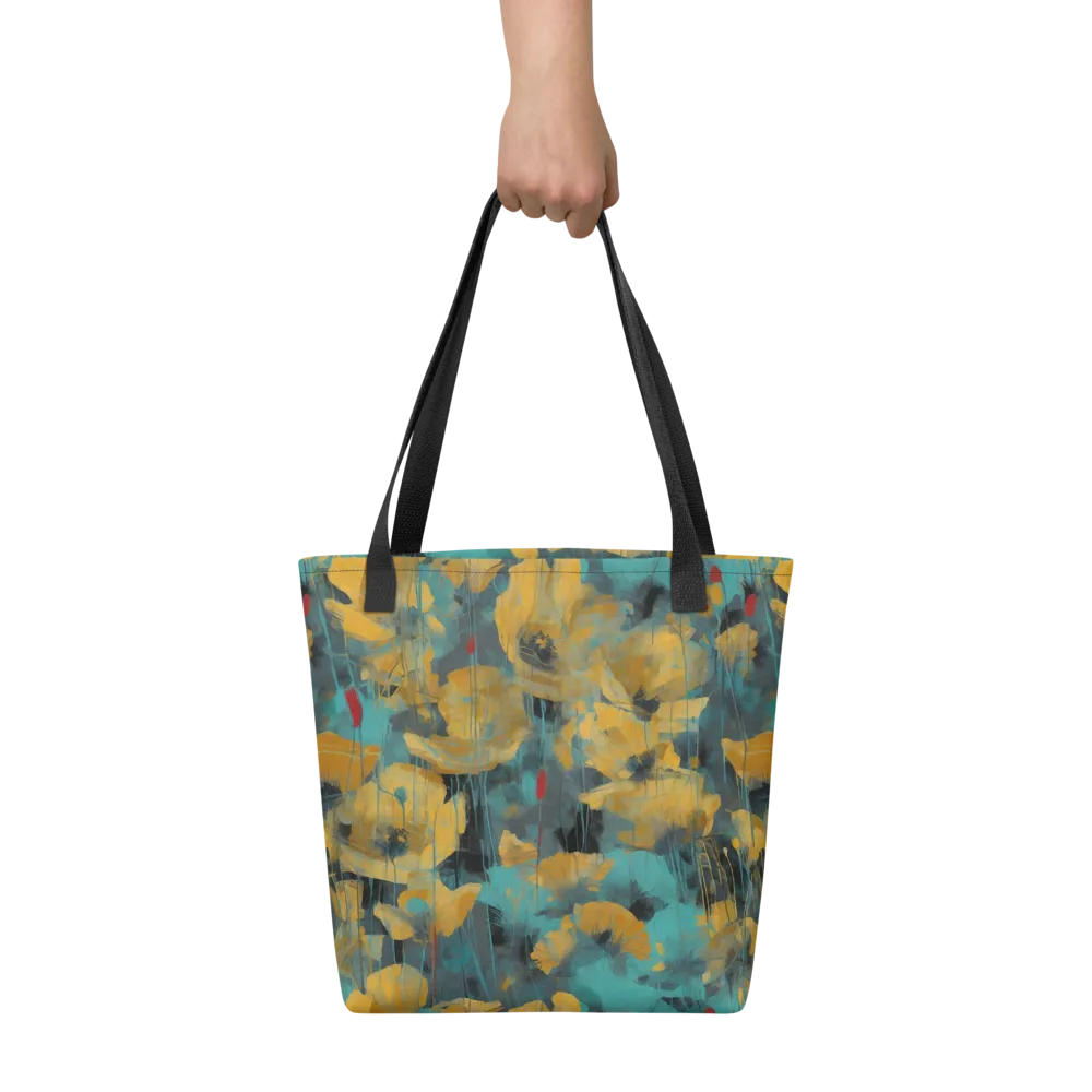 Turquoise Poppy Drift on Tote Bag — Front
