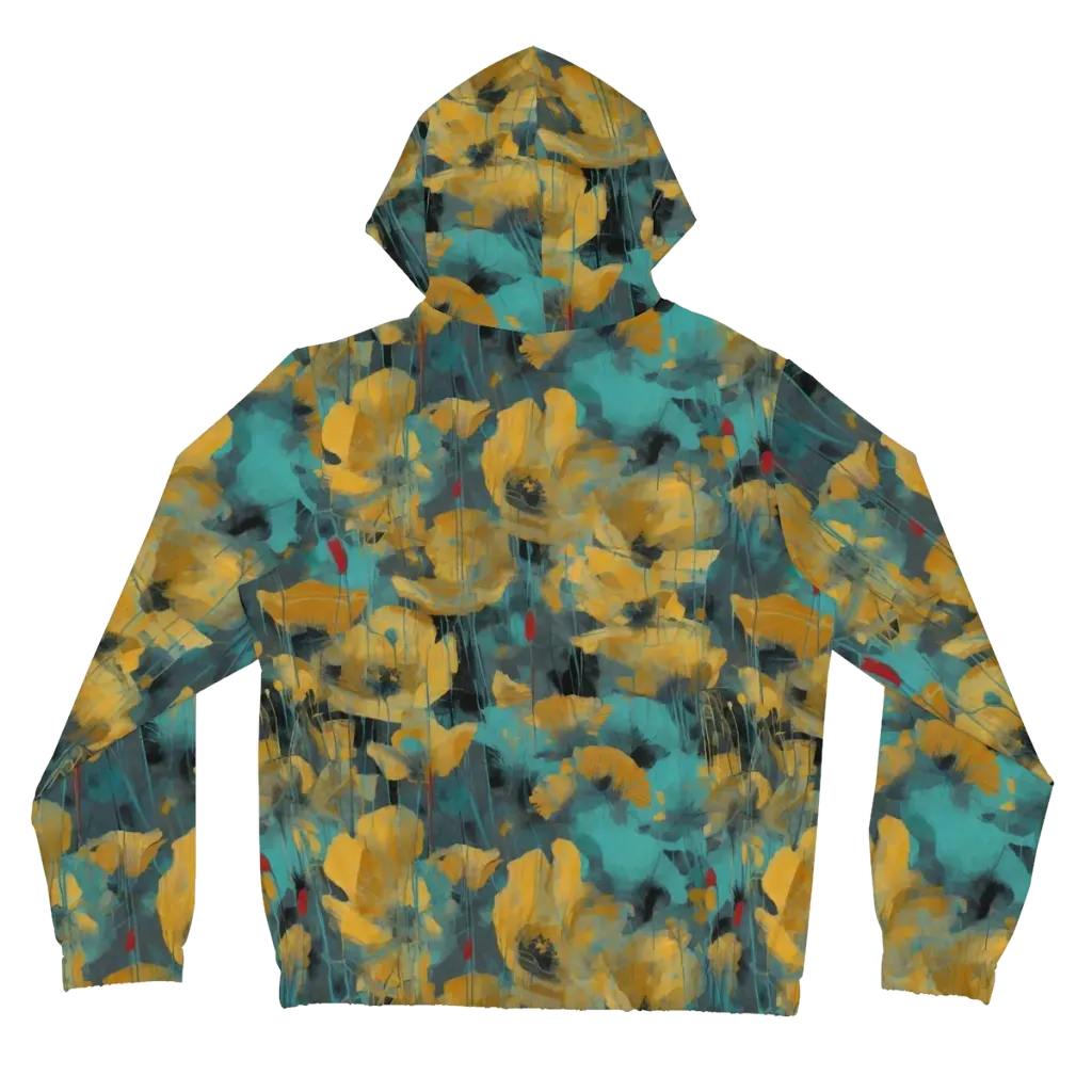 Turquoise Poppy Drift on Women's Full-Zip Hoodie — Back