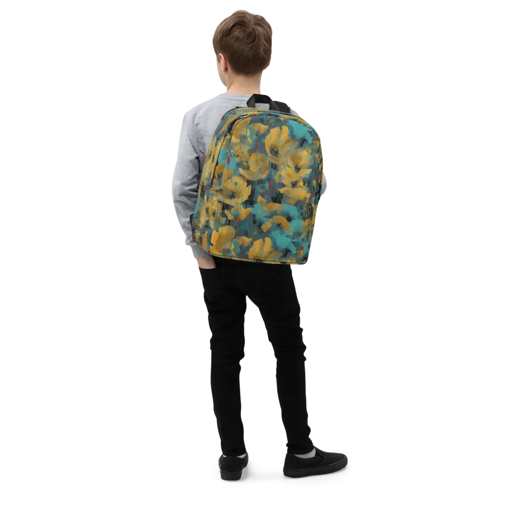 Turquoise Poppy Drift on Minimalist Backpack — Right Front