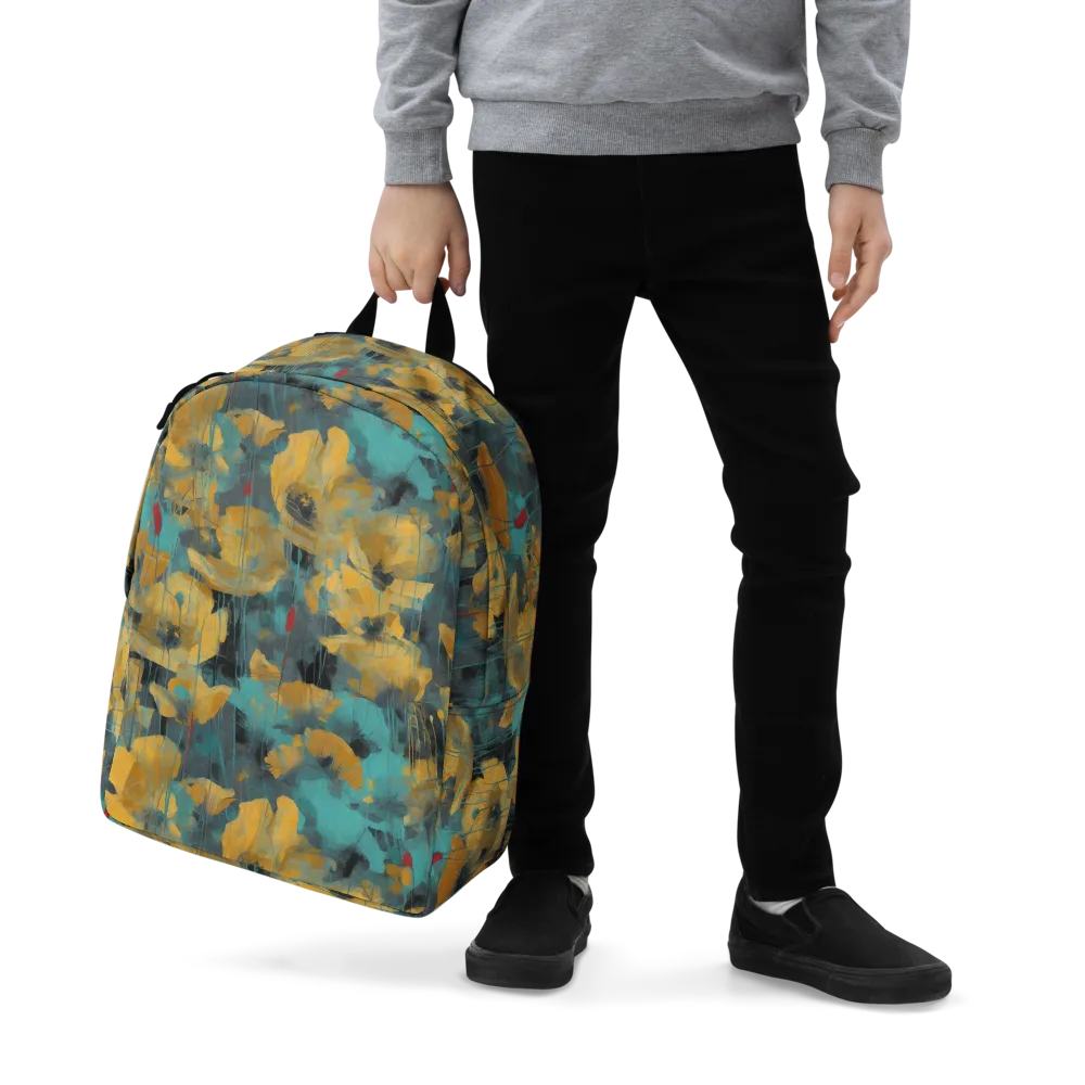 Turquoise Poppy Drift on Minimalist Backpack — Zoomed-in