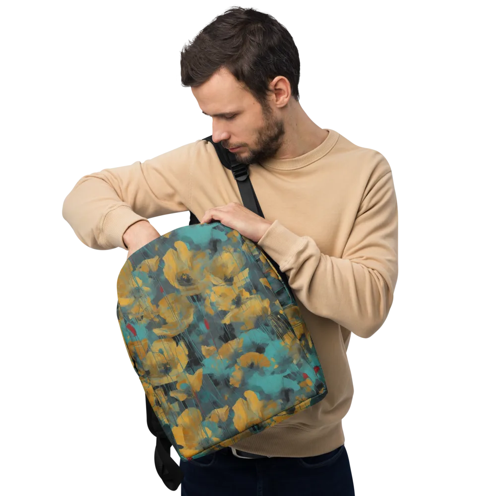 Turquoise Poppy Drift on Minimalist Backpack — Front