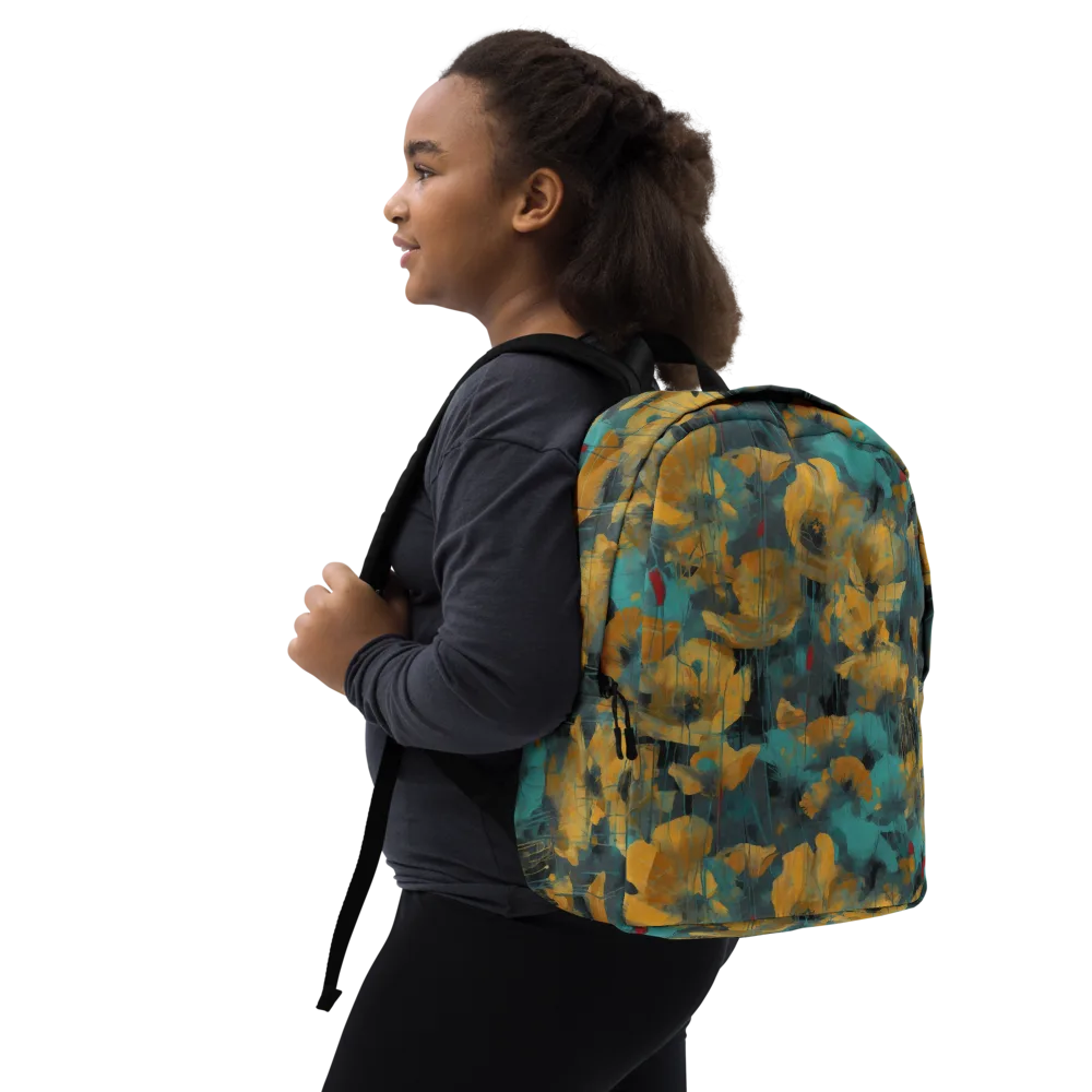 Turquoise Poppy Drift on Minimalist Backpack — Right Front