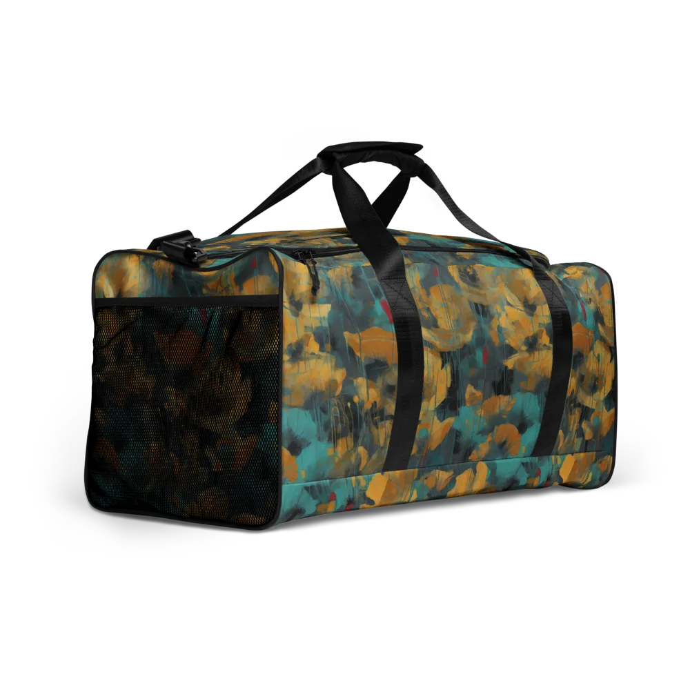 Turquoise Poppy Drift on Duffle Bag — Right Front