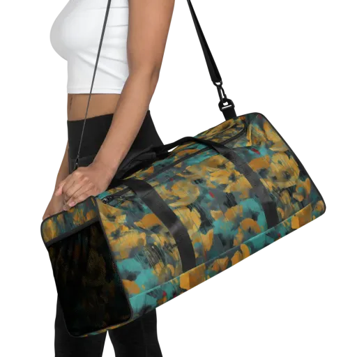 Turquoise Poppy Drift on a Duffle Bag
