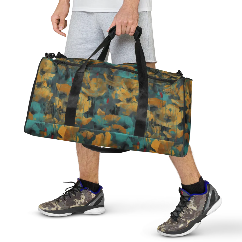 Turquoise Poppy Drift on Duffle Bag — Front