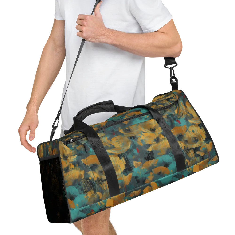 Turquoise Poppy Drift on Duffle Bag — Right Front