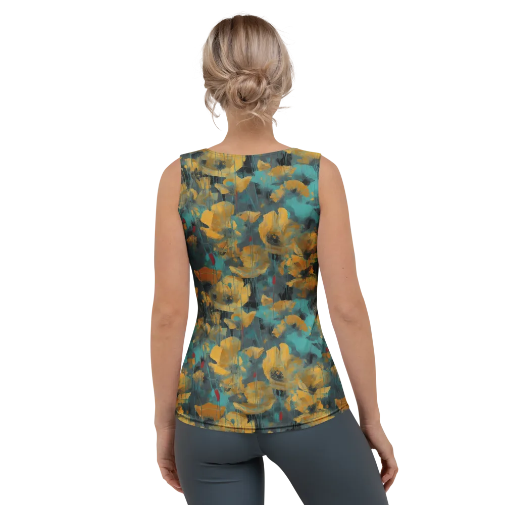 Turquoise Poppy Drift on Women's Tank Top — Back