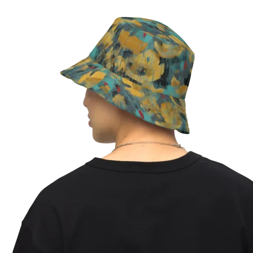 Turquoise Poppy Drift on a Reversible Bucket Hat