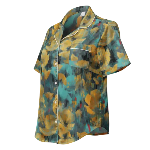 Turquoise Poppy Drift on a Women's Short Sleeve Pajama Top