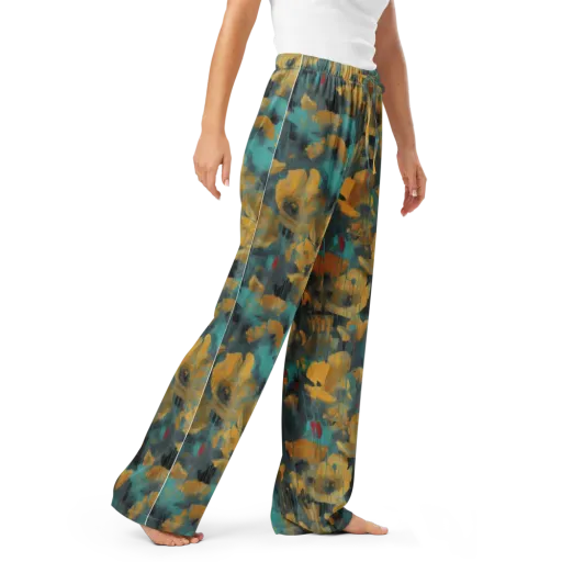 Turquoise Poppy Drift on a Women's Pajama Pants